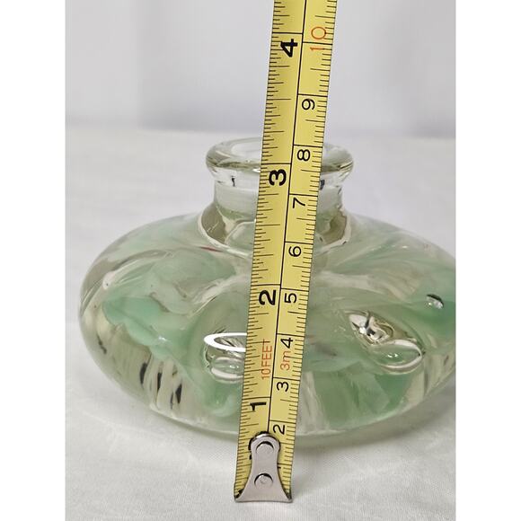 Vintage Glass Candle Holder Flower Claire Paper Weight Mid Century Glass Art - Picture 7 of 8